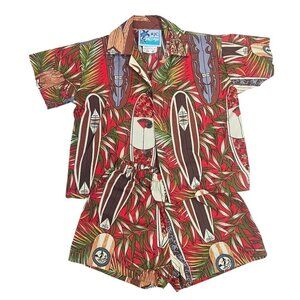 RJC Infant Boy Hawaiian Shirt Shorts Set 6M Cotton Surfboard Tropical Pattern NE